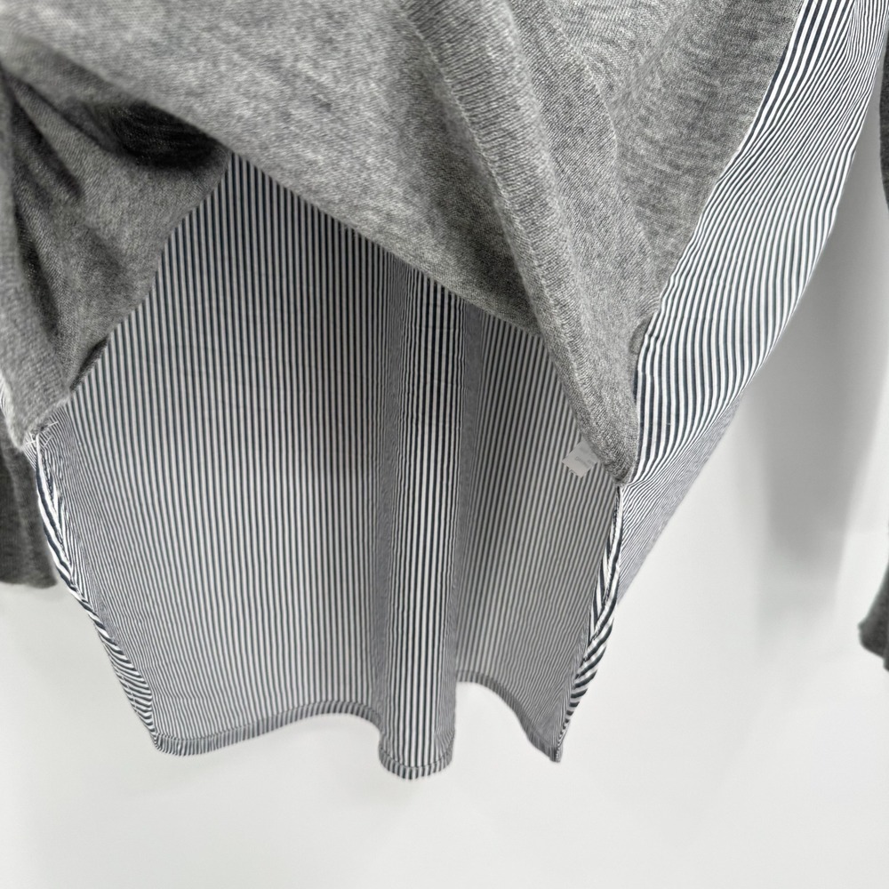 J.Crew Womens Merino Wool Blend Mixed Media Striped Layered Sweater Grey S - Picture 4 of 12
